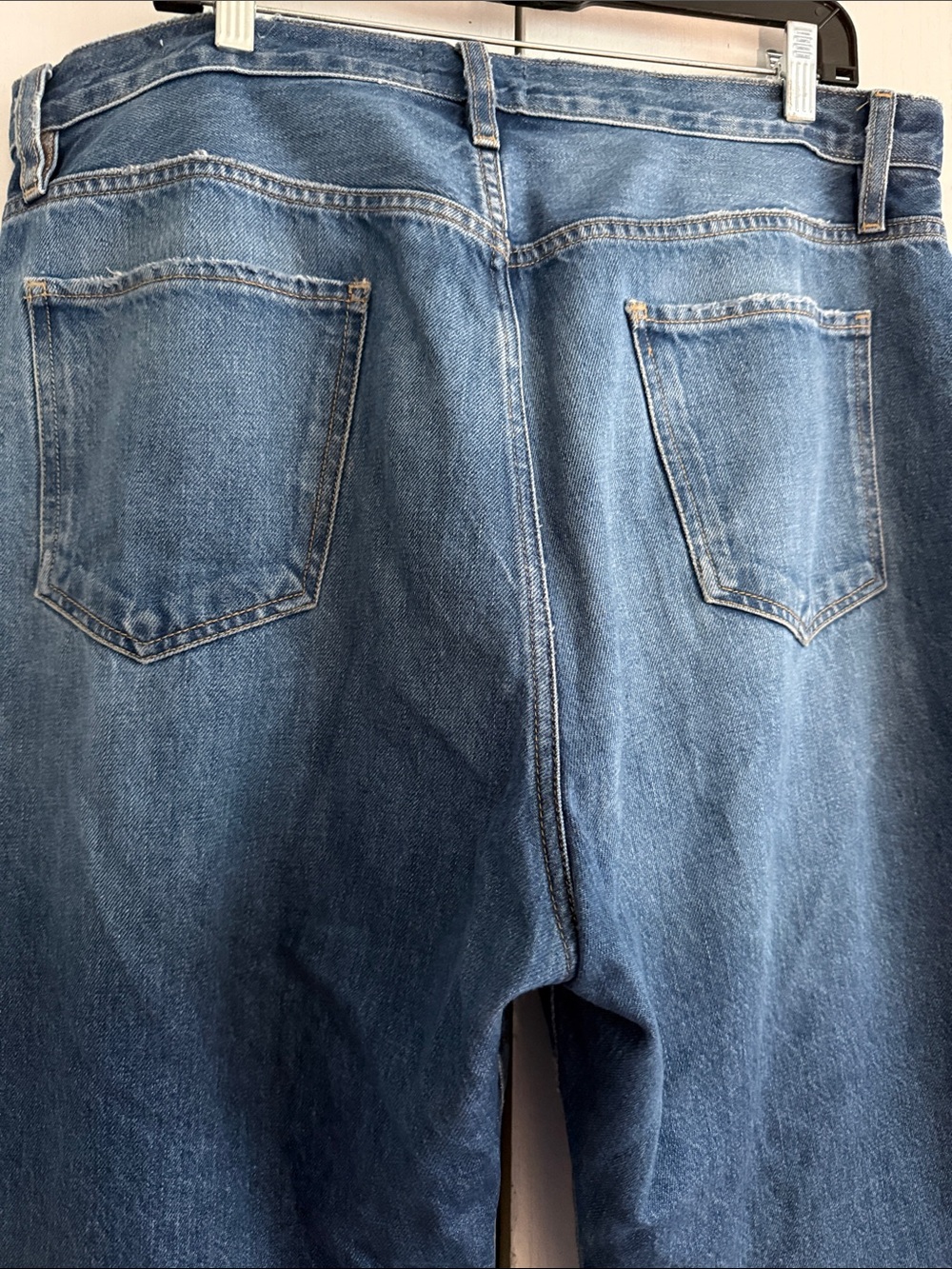 Frame Le Jane Crop High-Rise Raw Fray Hem Straight Leg Denim Jeans Cotton Sz 32 - Picture 9 of 15